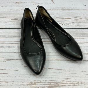 Frye Regina Black Leather Flats, Sz 7